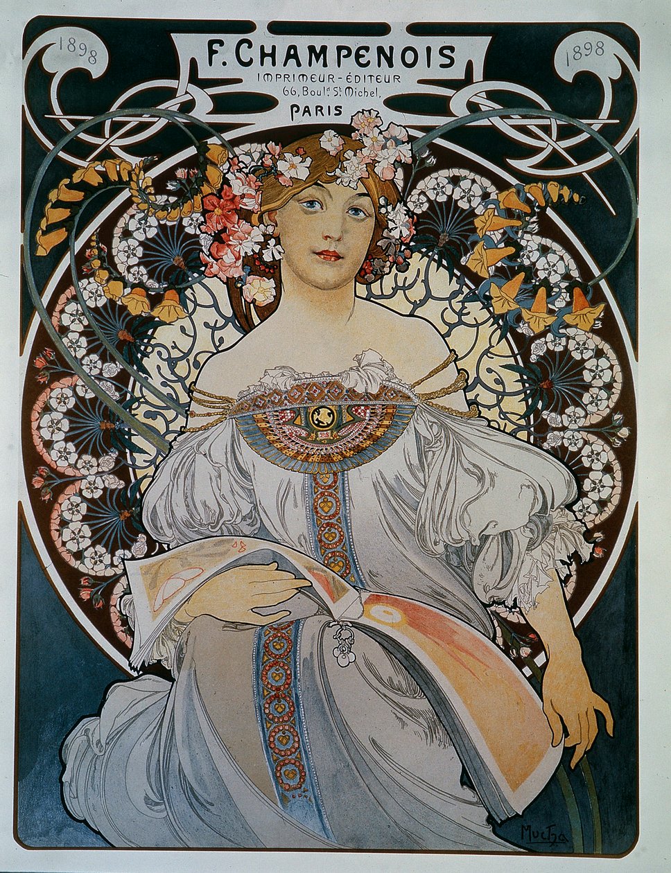 Reklama pro tiskárnu-nakladatele F. Champenoise - od Muchy od Alphonse Mucha
