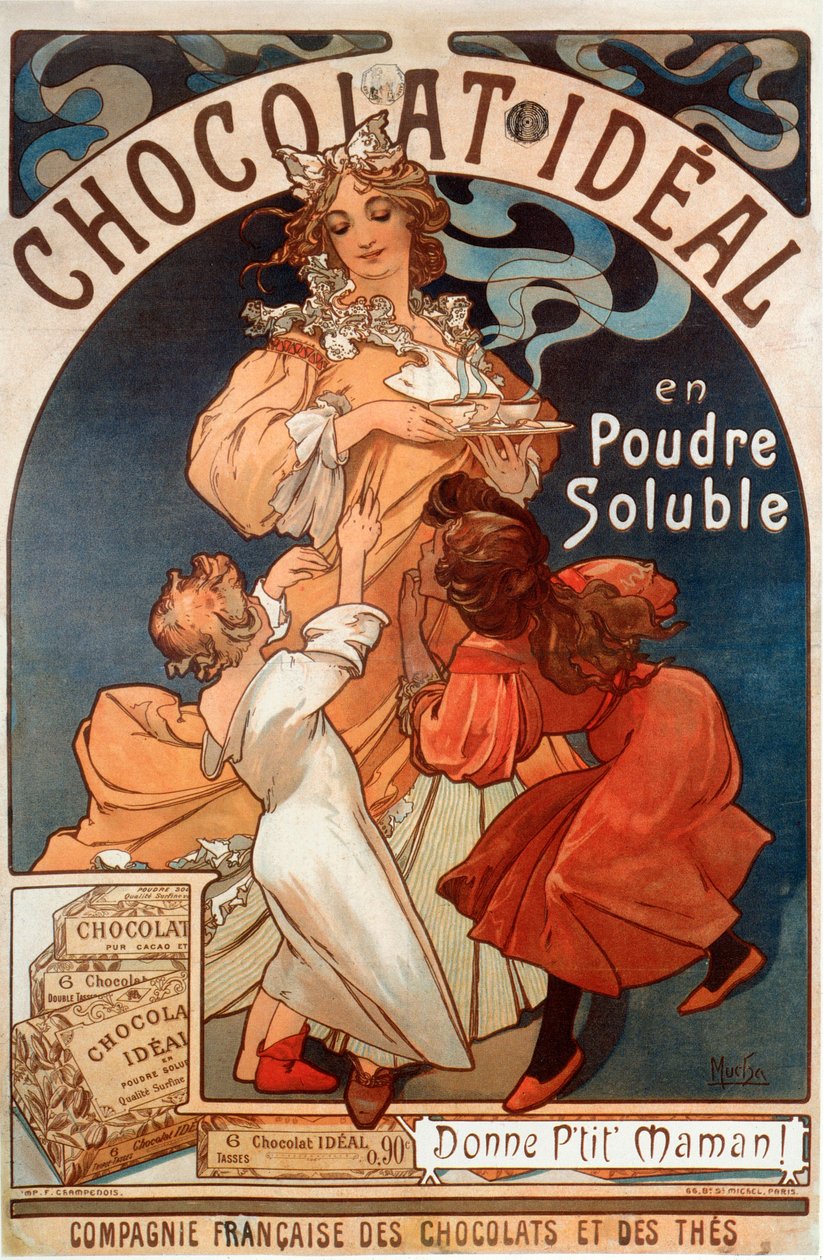 Reklamní plakát na čokoládu ideál od Alphonse Mucha