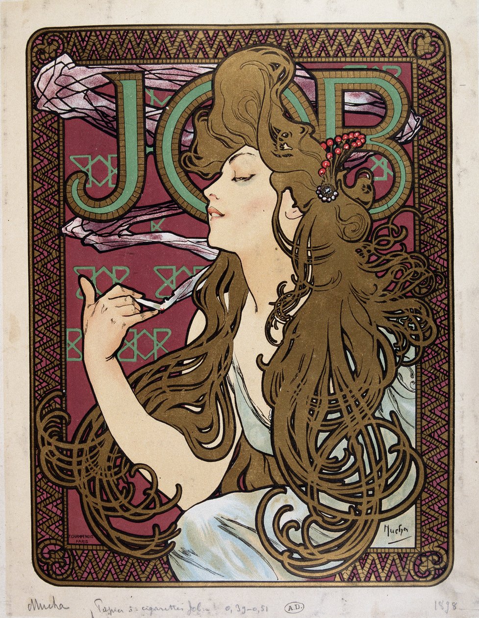 Reklamní plakát na „Job Cigarette Paper“ od Muchy od Alphonse Mucha