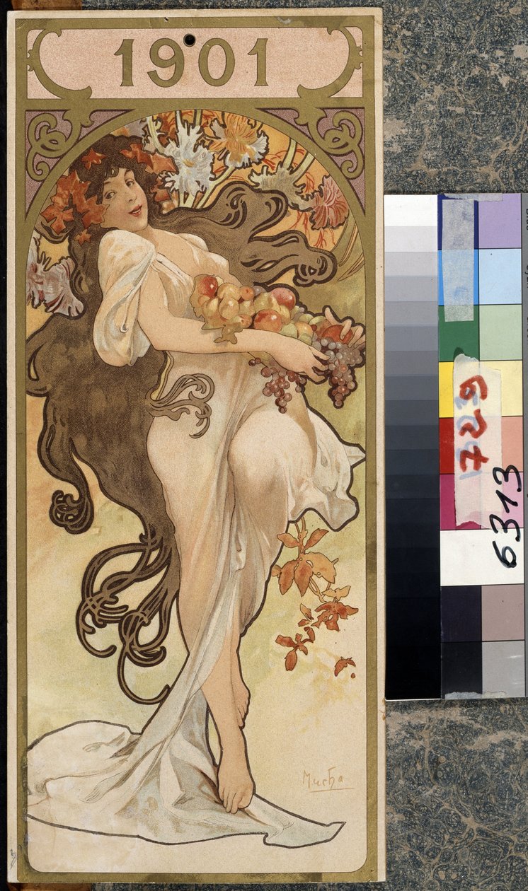 Kalendář na rok 1901. Umělecké dílo Alfonse Marie Muchy (Alphonse Marie Mucha od Alphonse Marie Mucha