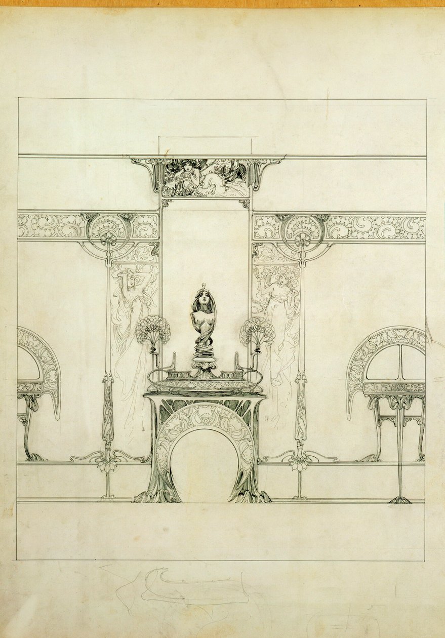 Návrh pro butik klenotníka Fouqueta ... od Alphonse Marie Mucha