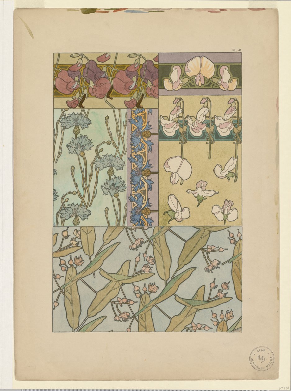 Dokumenty Decoratifs: Sweet Peas od Alphonse Mucha