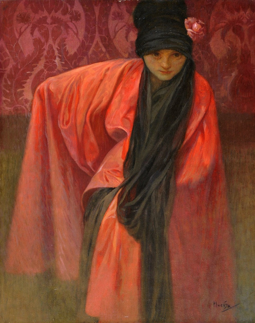 Dívka v červeném par Mucha, Alfons Marie (1860-1939), c. 1914 - Tempera na plátně, 60,5x47 - Soukromá sbírka od Alphonse Mucha