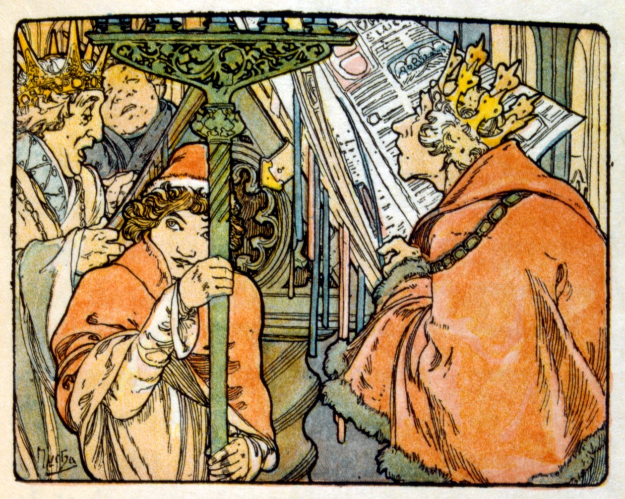 Ilustrace Alphonse Muchy z "Clia" díla francouzského autora Anatole France. 1900. Mucha (1860 – 1939). byl český secesní malíř od Alphonse Mucha