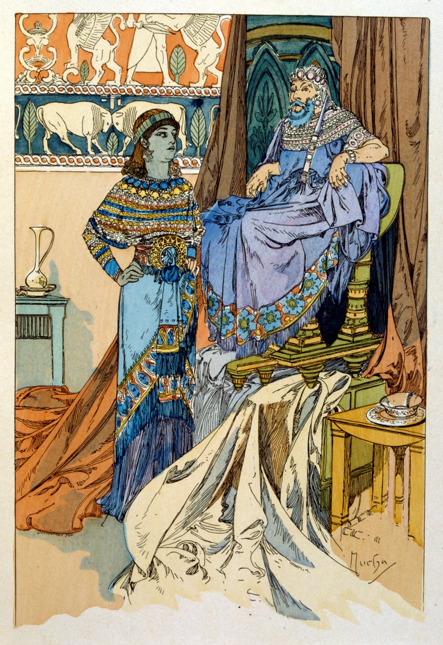 Alphonse Muchan kuvitus Paul Verolan "Rama" runosta kolmessa näytöksessä. noin 1898. Mucha (1860 1939). oli tšekkiläinen jugendmaalari od Alphonse Marie Mucha