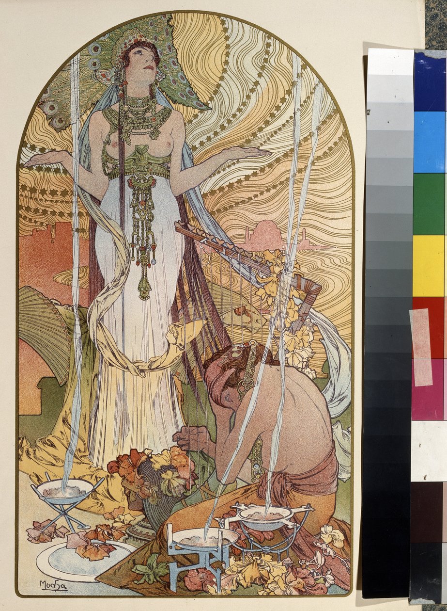 Ilustrace ze Salamba (Salammbo) od Gustava Flauberta (1821-1880). Umělecké dílo Alfonse Marie Muchy (Alphonse Marie Mucha od Alphonse Marie Mucha