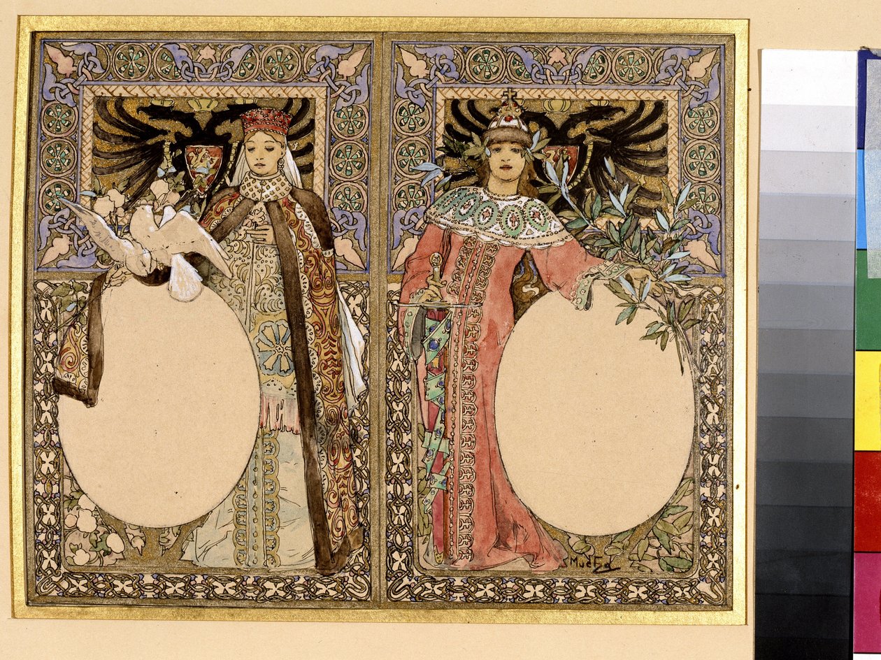 Ilustrace knihy (pohádky nebo legend). Umělecké dílo Alfonse Marie Muchy (Alphonse Marie Mucha od Alphonse Marie Mucha