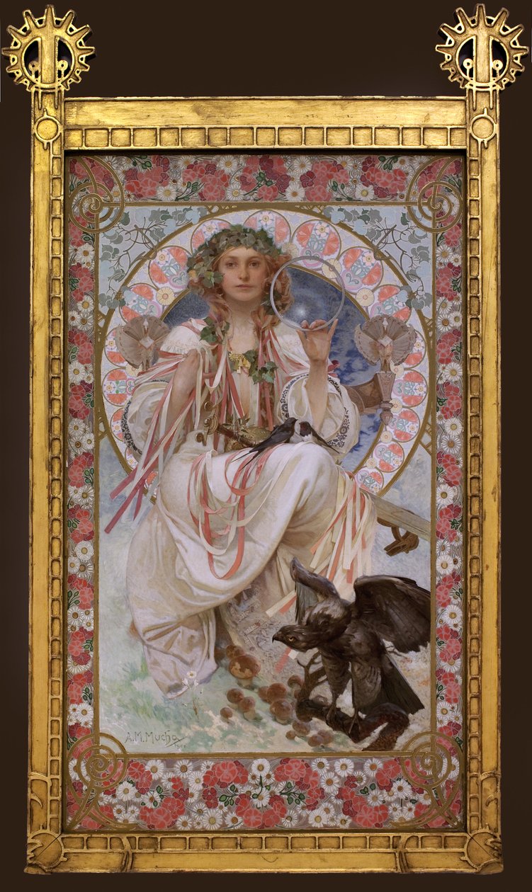 Portrét Josephine Crane Bradleyové ve Slavii. Obraz Alfonse Muchy (1860-1939), olej a tempera na plátně od Alphonse Mucha