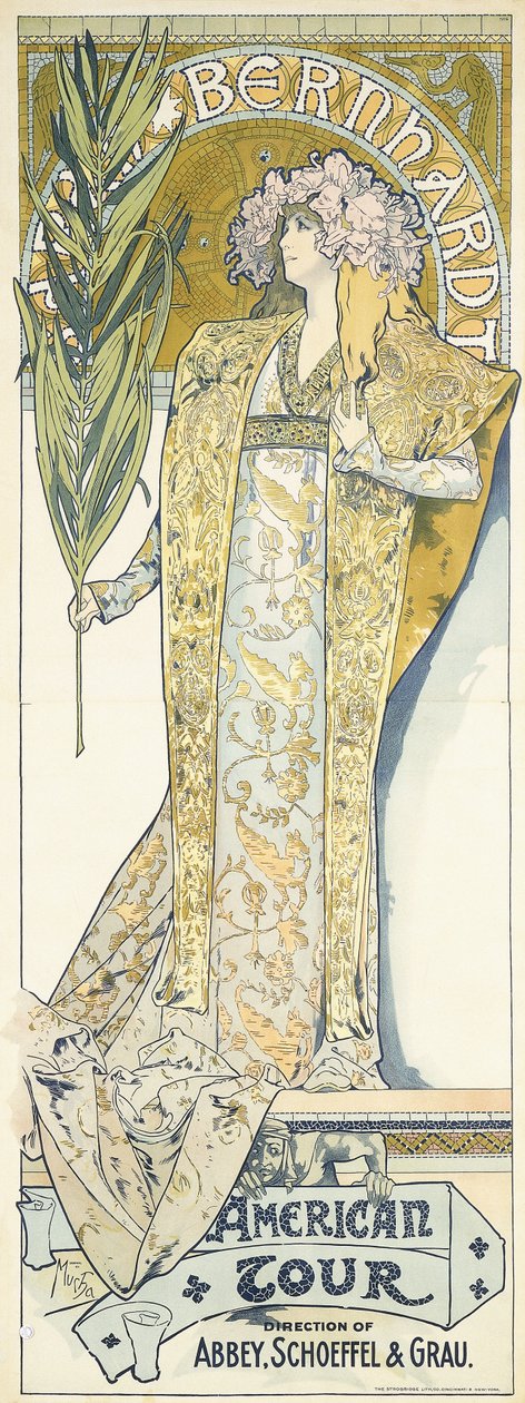 Sarah Bernhardt, American Tour, 1895 od Alphonse Mucha