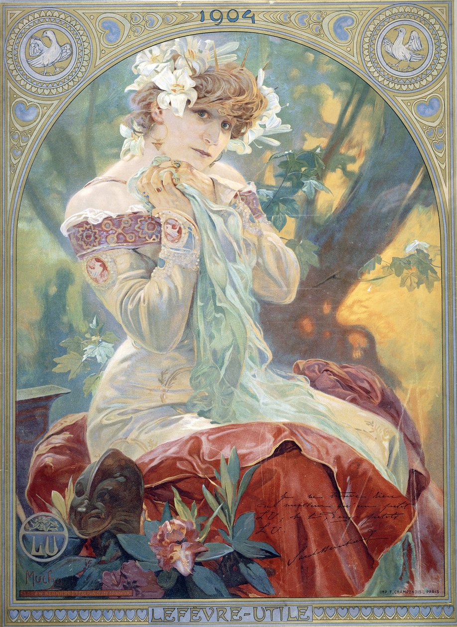 Sarah Bernhardt v roli princezny Lointaine, 1904 od Alphonse Mucha