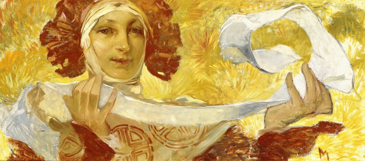 Žena se stuhou, c. 1902-1903 od Alphonse Mucha