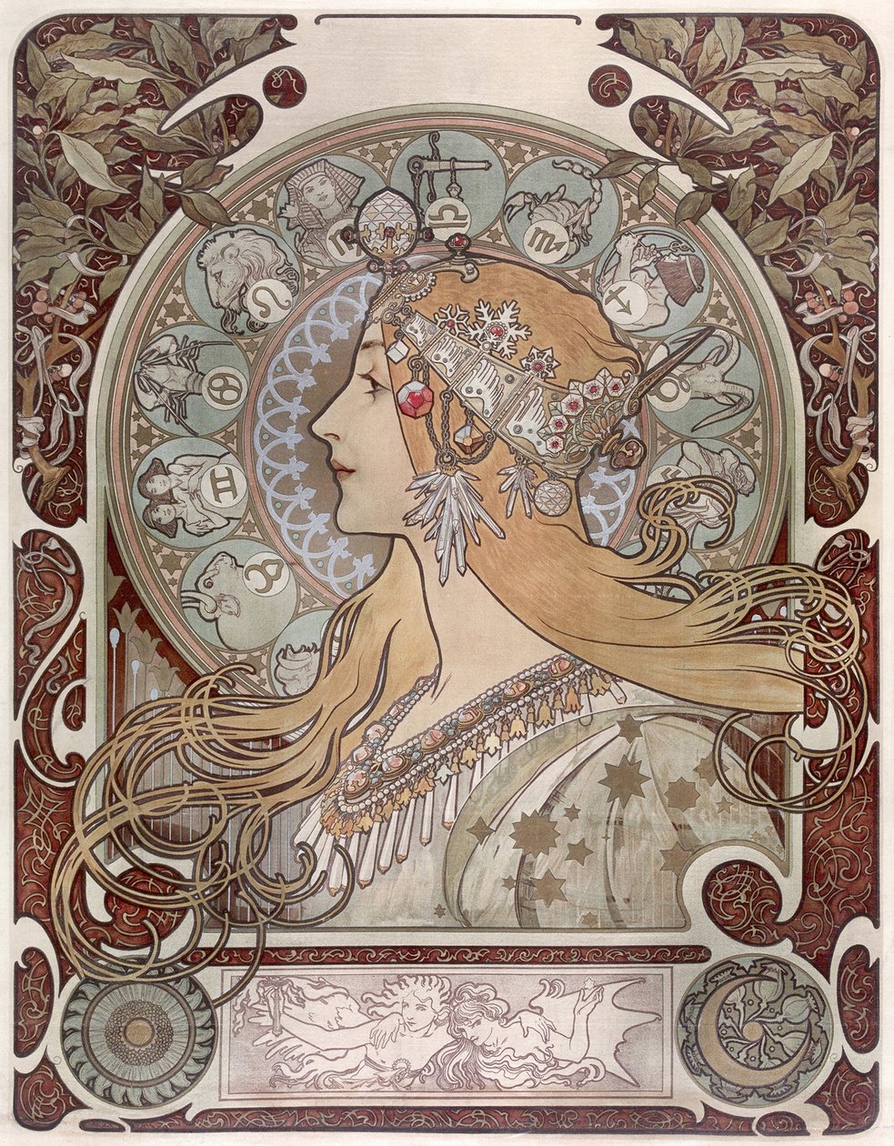 Zvěrokruh - Alfons Marie Mucha (1860-1939). Barevná litografie od Alphonse Mucha