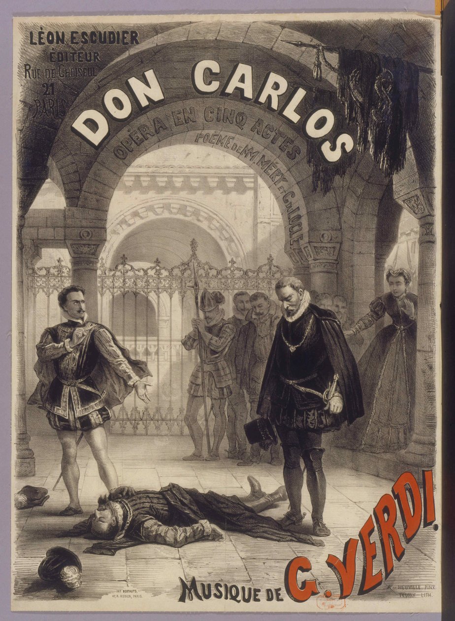 Plakát k opeře Don Carlos od Giuseppe Verdiho, 1867. od Alphonse Marie Neuville de
