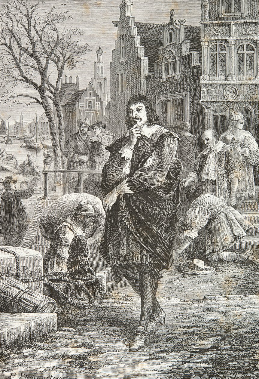 Descartes na procházce v Amsterdamu (rytina) od Alphonse Marie de Neuville
