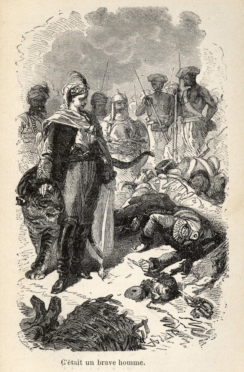 Ilustrace „Nádherných, ale autentických dobrodružství kapitána Corcorana“ od Alfreda Assollanta, ilustrovaná 25 vinětami nakreslenými na dřevě od A. de Neuville, Librairie Hachette et Cie v Paříži od Alphonse Marie de Neuville