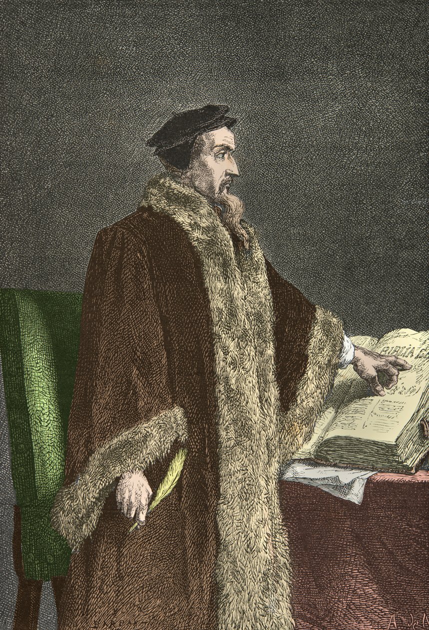 Portrét Jeana Calvina (rytina) od Alphonse Marie de Neuville