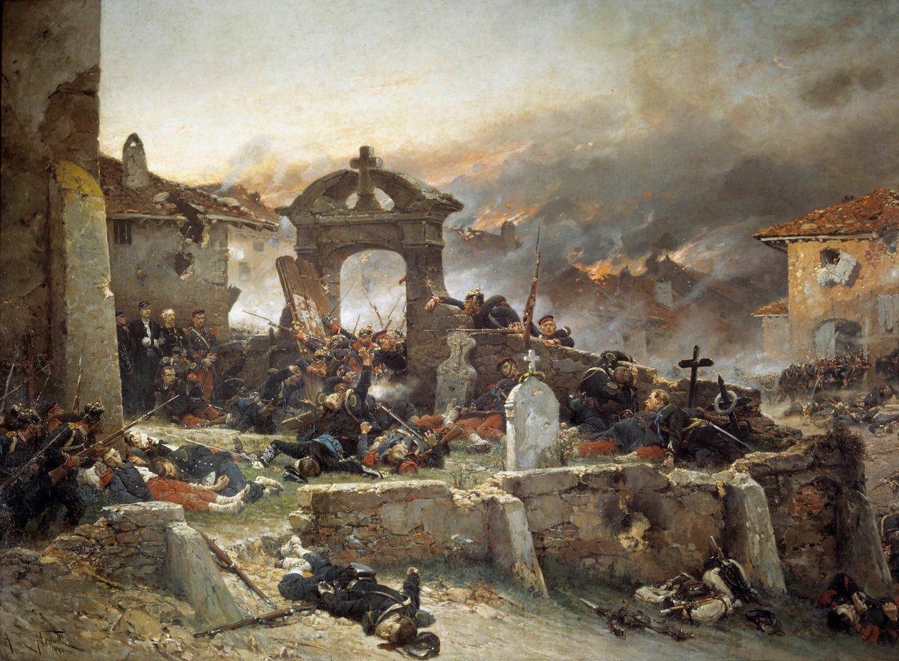 Válka roku 1870: „“ Hřbitov Saint Privas, 18. srpna od Alphonse Marie de Neuville