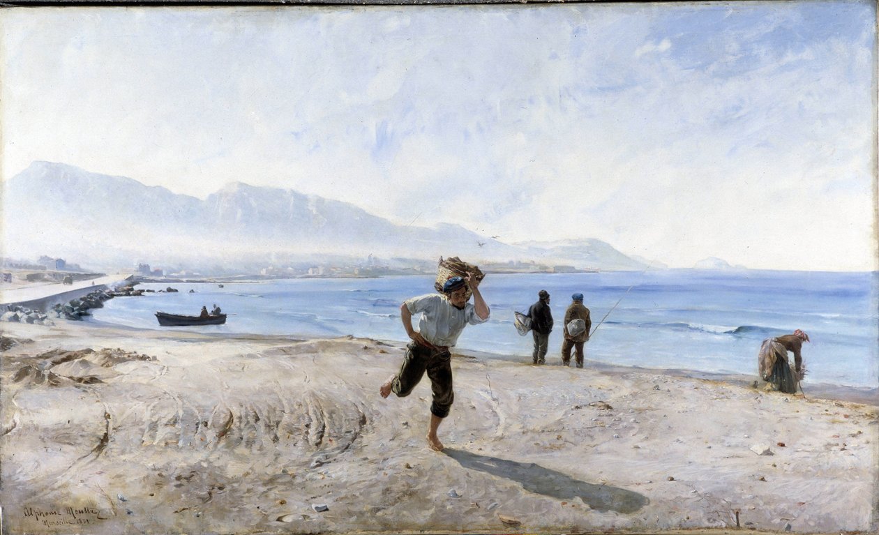 Pláž Prado (akvarel) od Alphonse Moutte