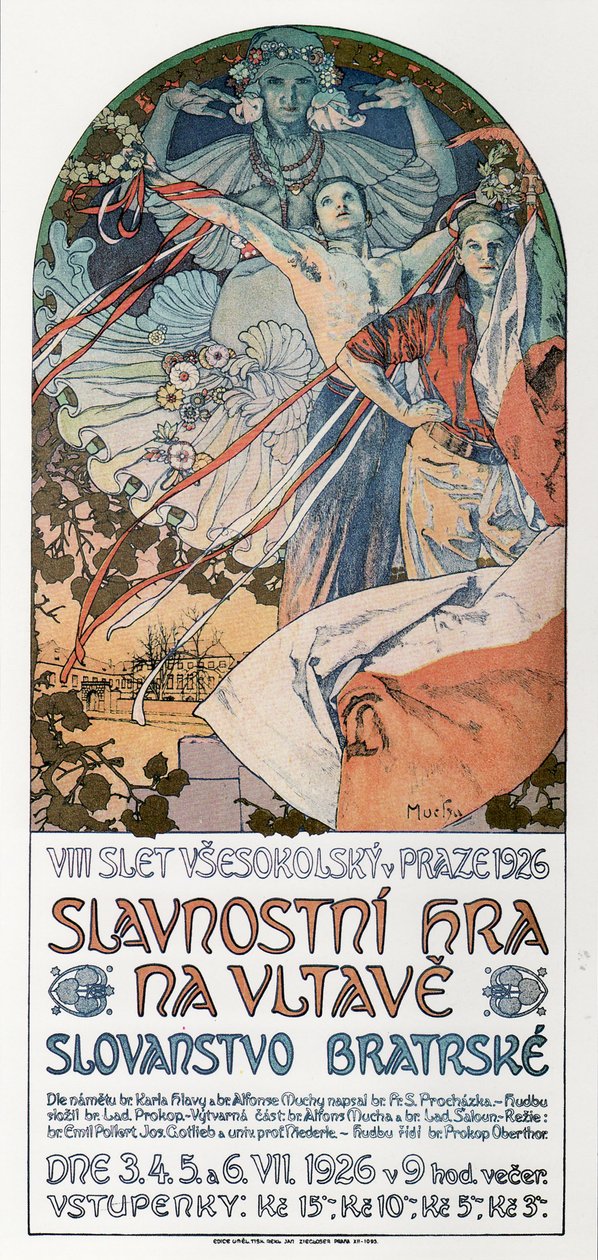 8. sokolský festival v Praze plakát, 1925 od Alphonse Mucha