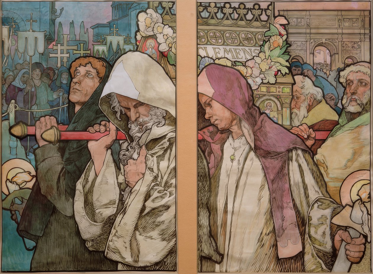 A. Mucha, okno sv.Víta v Praze / karton 1931 od Alphonse Mucha