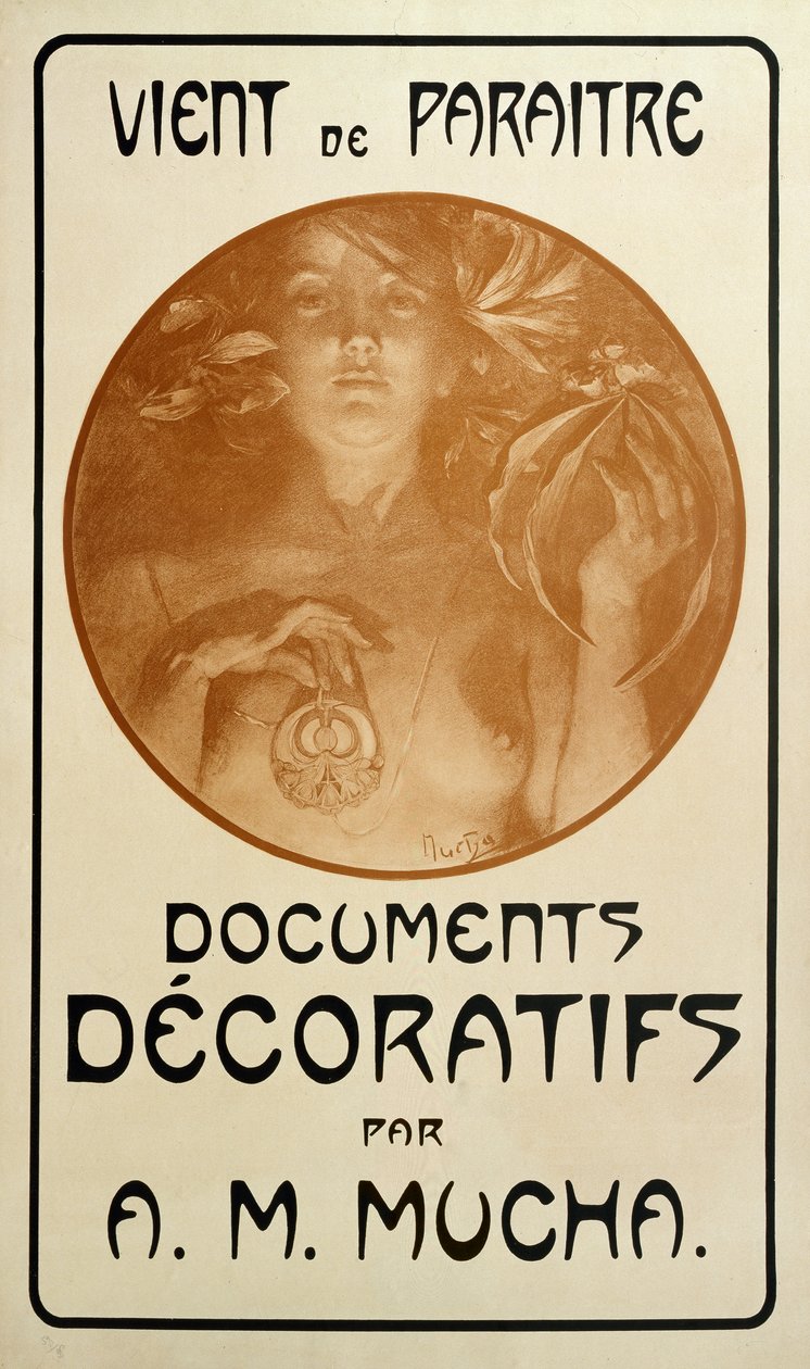 Reklama na monografii Dekorativní dokumenty Alfonse Muchy, 1902 od Alphonse Mucha
