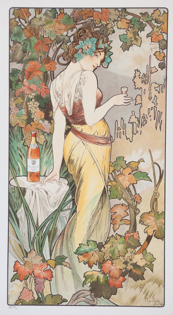 Cognac Bisquit, asi 1899 od Alphonse Mucha