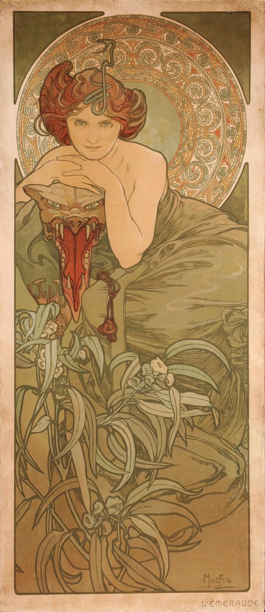 Emerald Ze série The gems od Alphonse Mucha