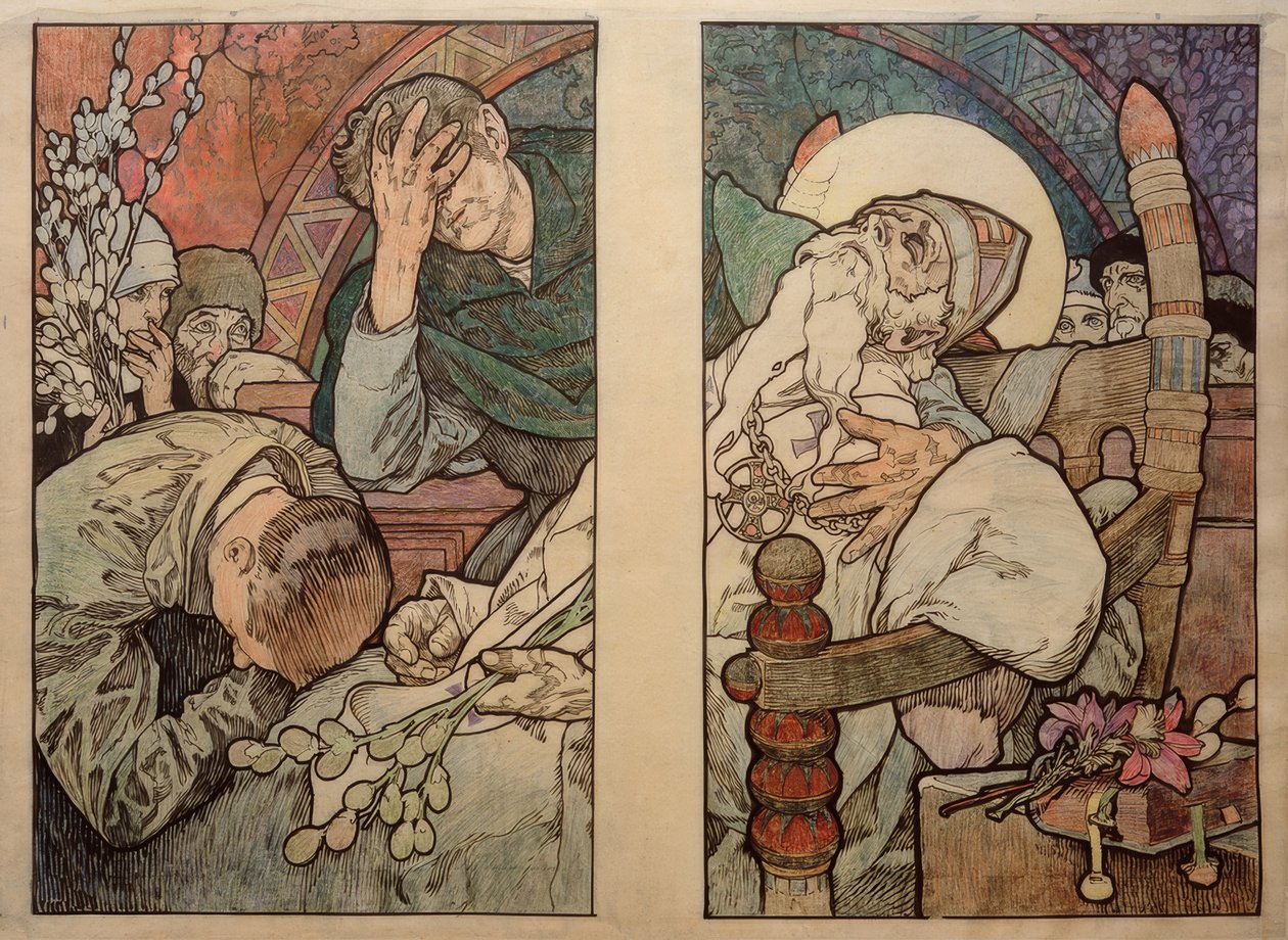 Okno svatého Víta v Praze, karton 1931 od Alphonse Mucha