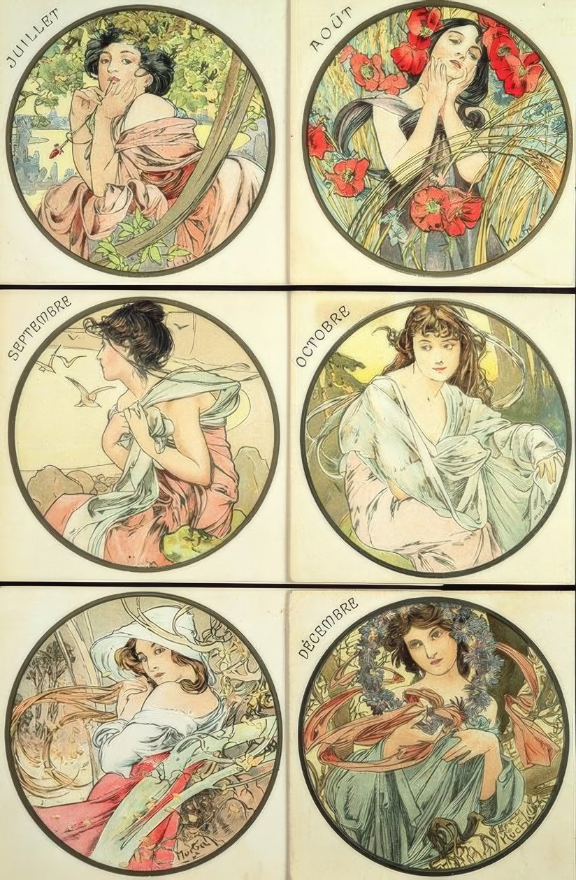 červenec srpen září říjen listopad prosinec od Alphonse Mucha