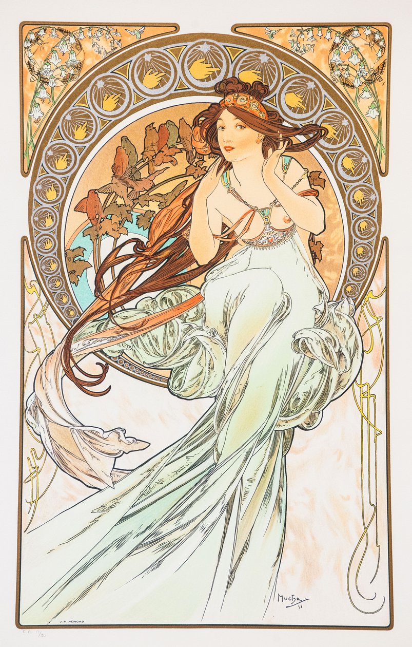 La Musica Ze série The Arts, 1898. od Alphonse Mucha