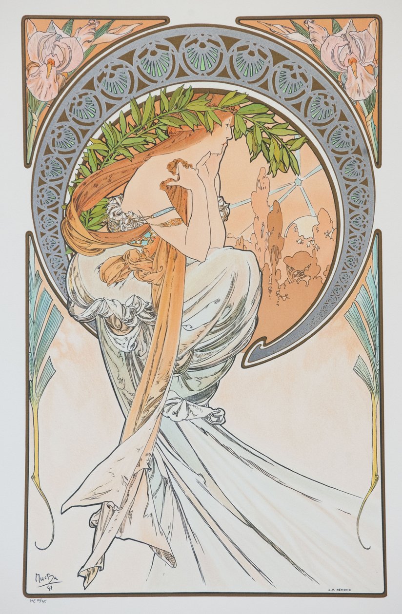 La Poesia Ze série Umění, 1898. od Alphonse Mucha