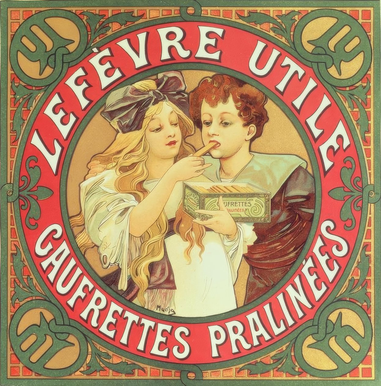 Oplatky Lefèvre-Utile / Pralinky od Alphonse Mucha