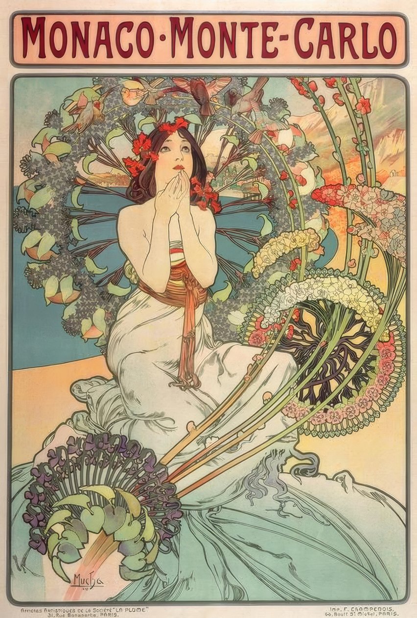 Monako - Monte Carlo od Alphonse Mucha