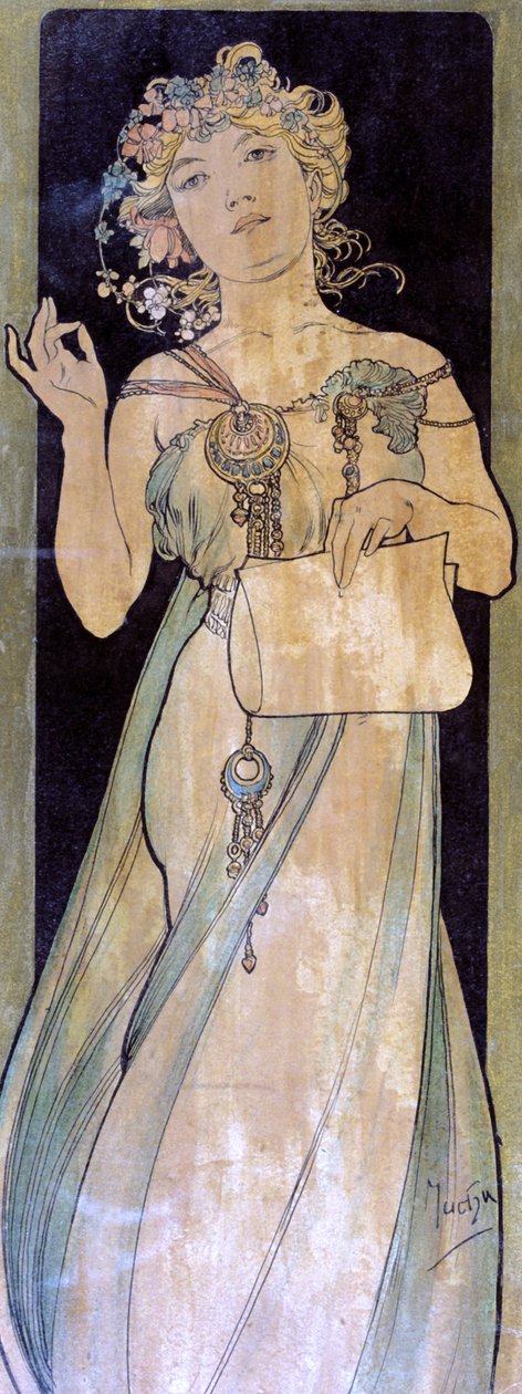 Portrét ženy, c1900-1939 od Alphonse Mucha