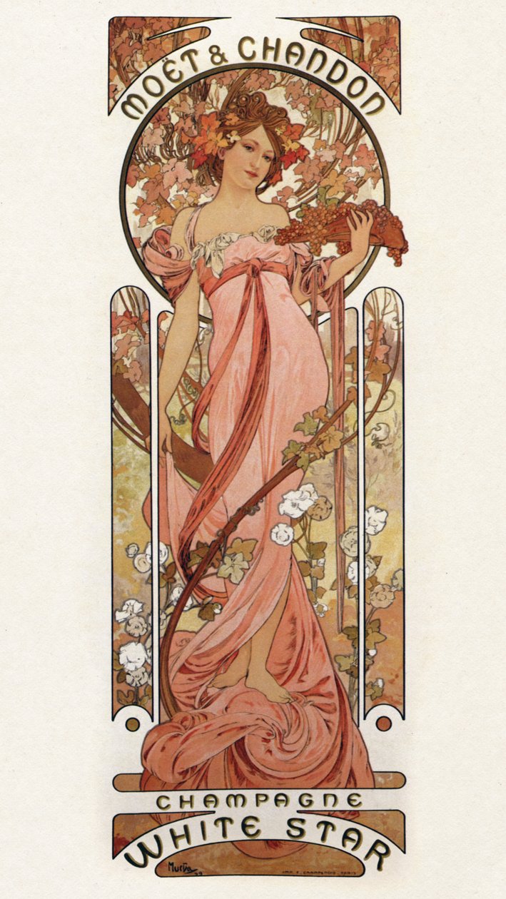 Reklamní plakát Moet & Chandon - Champagne White Star, 1899 od Alphonse Mucha