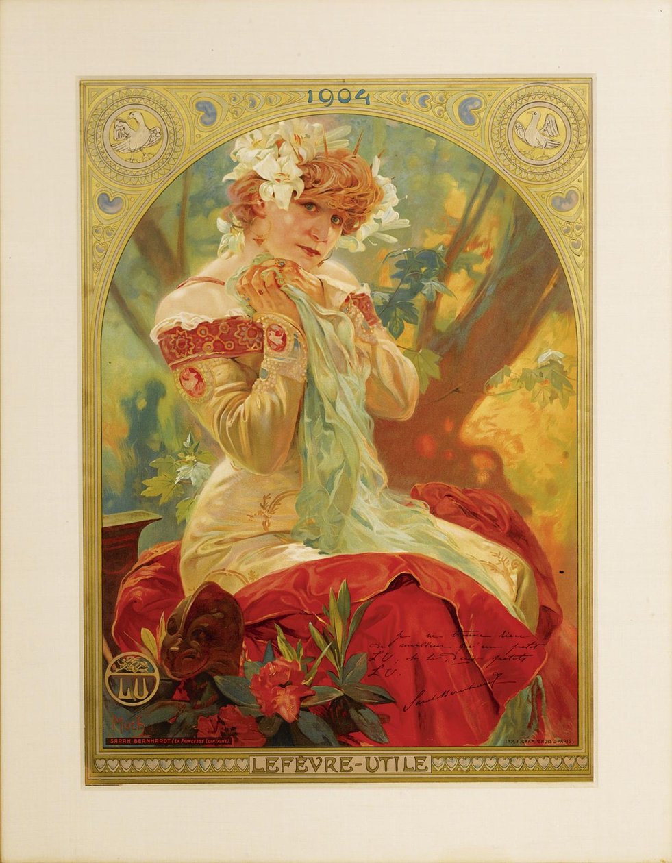 Plakát pro Lefèvre-Utile. Sarah Bernhardt v roli Melissinde v La Princesse Lointaine od E od Alphonse Mucha