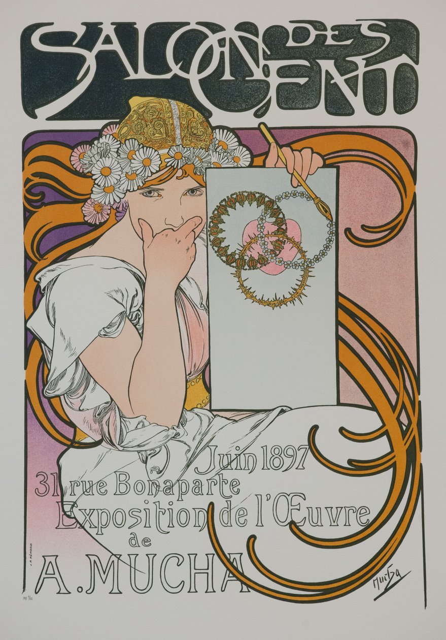 Plakát k výstavě A. Muchy v Salon des Cent, 1897. od Alphonse Mucha