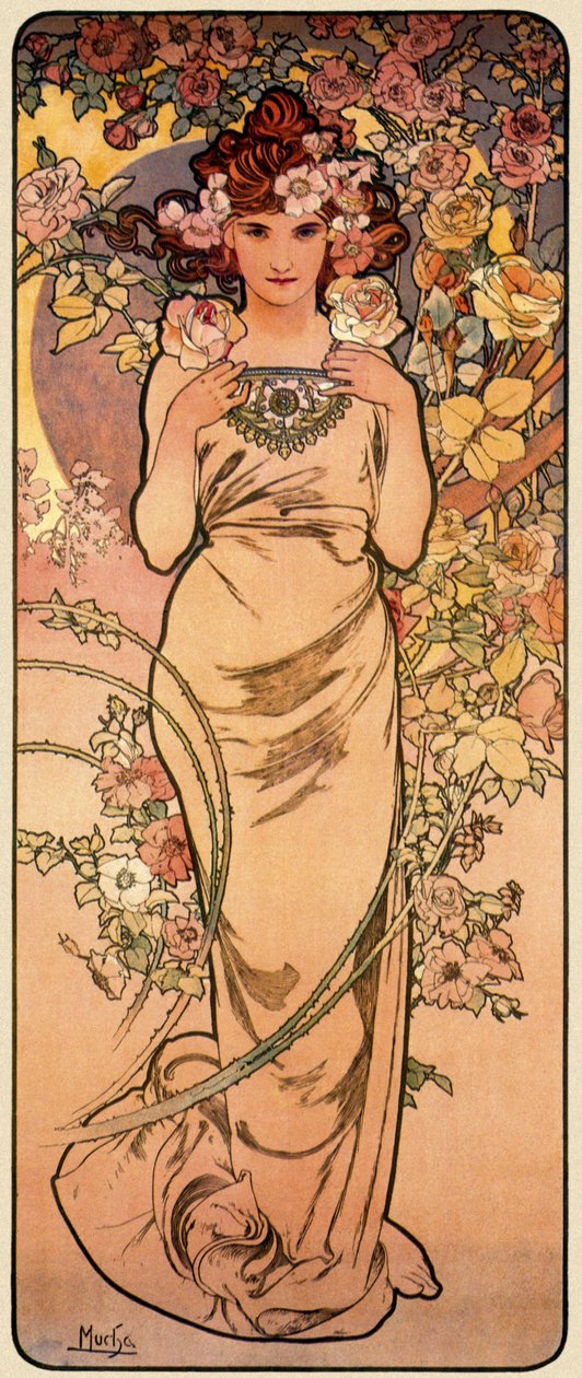 Rose, ze série The Four Flowers, 1897 od Alphonse Mucha