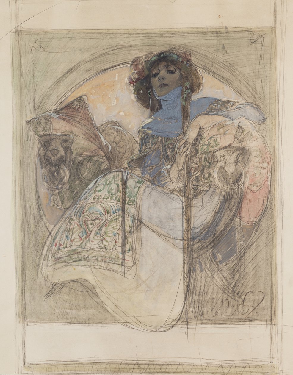 Sedící žena – studie k plakátu, 1897 od Alphonse Mucha