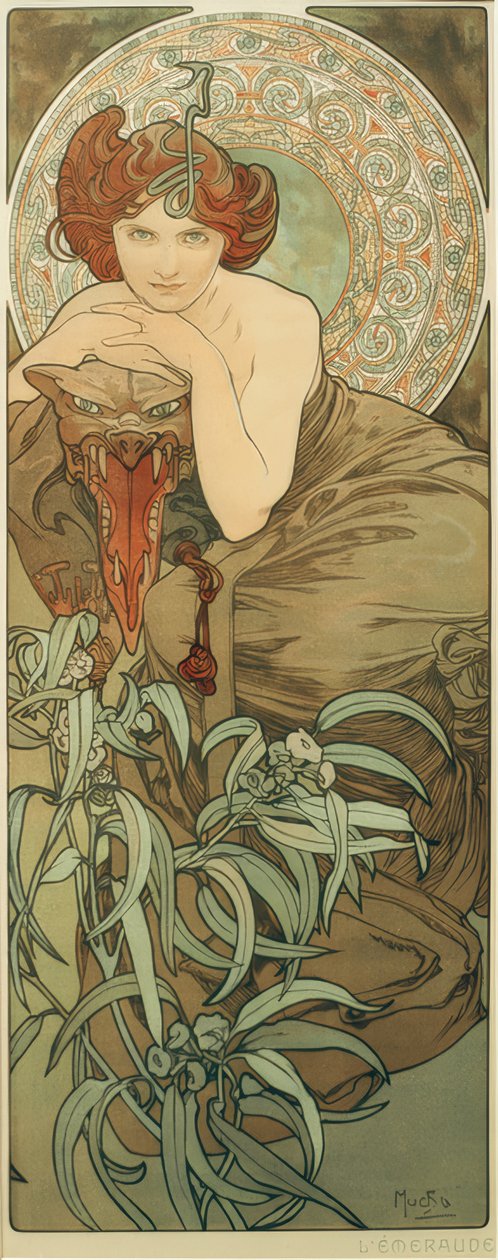 smaragd od Alphonse Mucha
