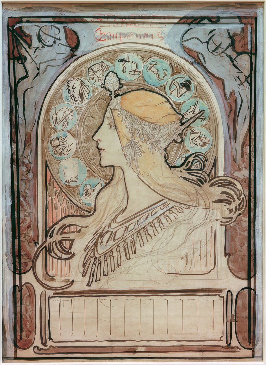 Studium na Zodiaque od Alphonse Mucha