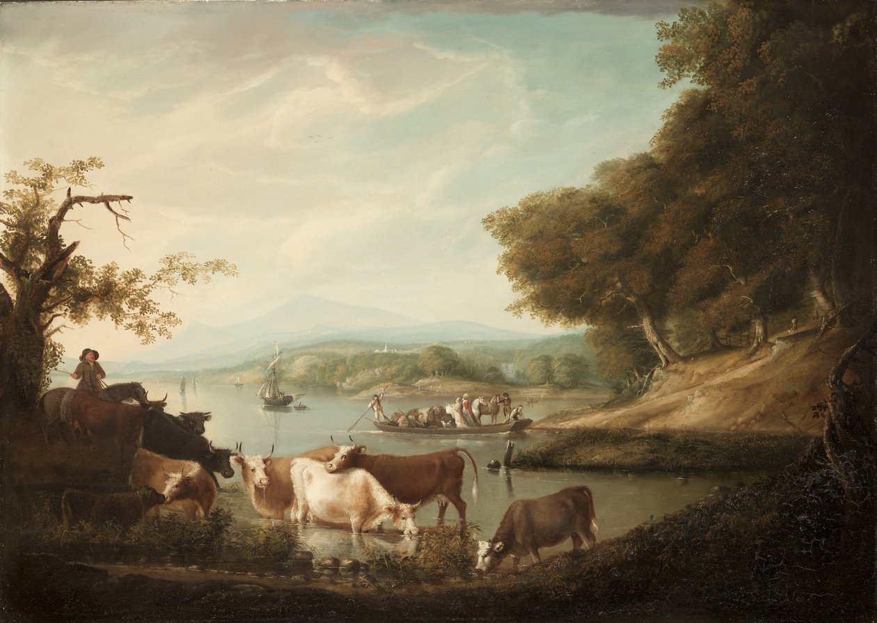 Klidné napajedlo – rozsáhlá a nekonečná scéna s dobytkem, 1816 od Alvan Fisher