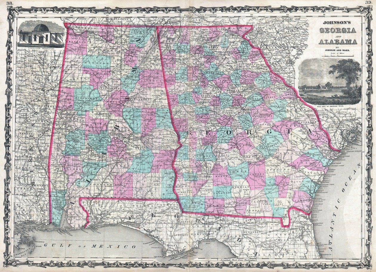 Johnsonova Georgia a Alabama od Alvin Jewett Johnson