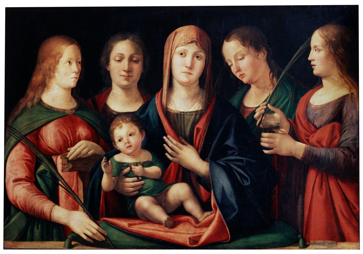 Madona s dítětem s Marií Magdalenou, svatou Kateřinou a dvěma svatými, 1504 od Alvise Vivarini