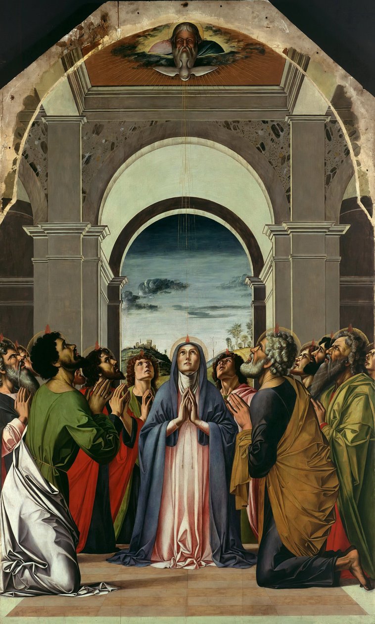 Sestoupení Ducha svatého. Centrální panel Polyptich letnic, asi 1475 od Alvise Vivarini