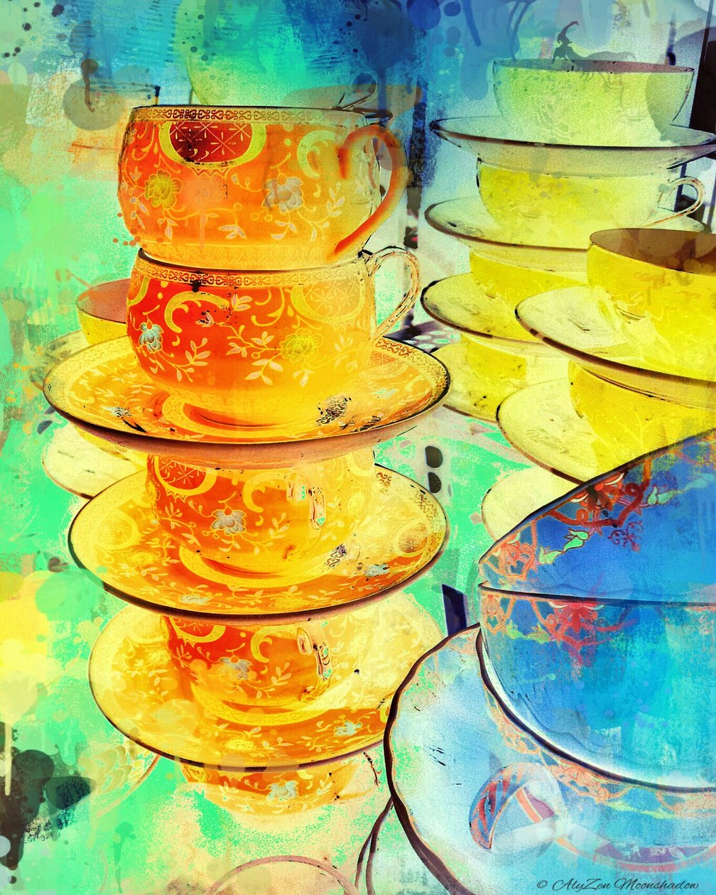 Orange and Gold Stack, 2014, (digitální kombinovaná mediální fonografie) od AlyZen Moonshadow