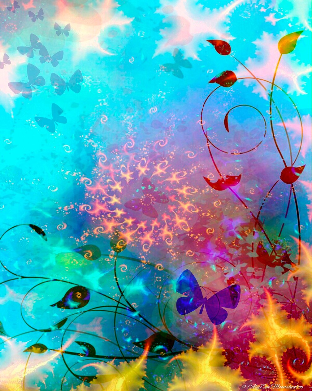 Turquoise SeaSky with Butterflies, 2014, (digitální kombinovaná mediální foneografie) od AlyZen Moonshadow