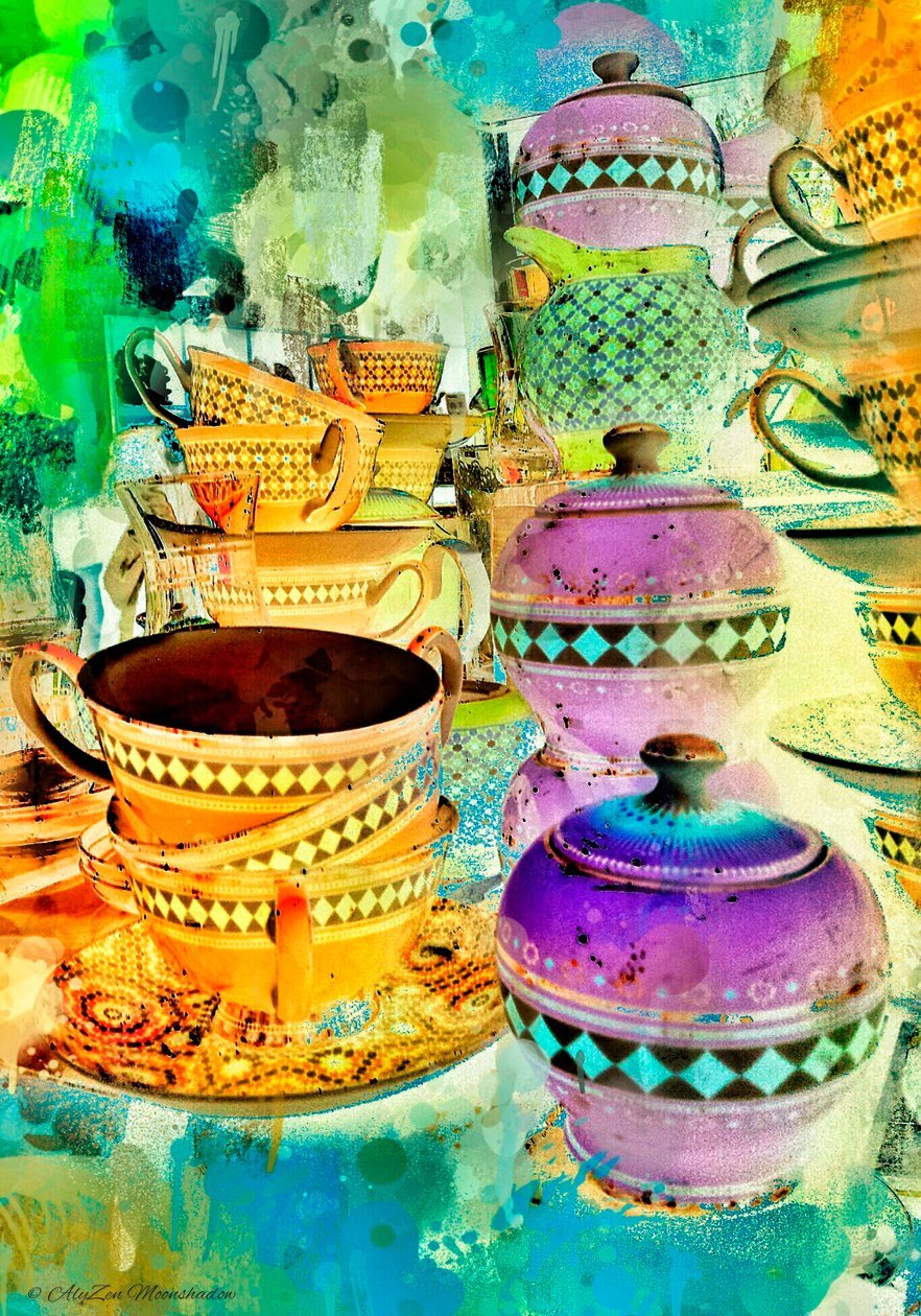 Gold and Purple Stacks, 2014, (digitální kombinovaná mediální fonografie) od AlyZen Moonshadow