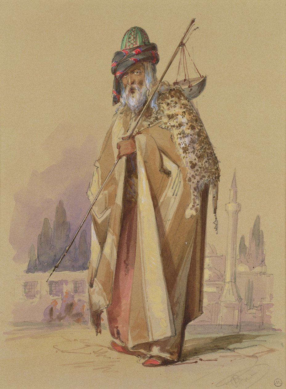 Derviš s leopardí kůží, asi 1855 od Amadeo Preziosi