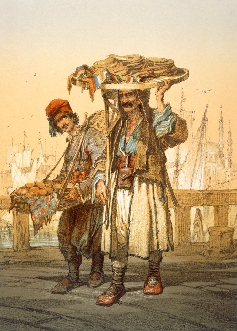 Prodavači chleba na nábřeží, 1865 od Amadeo Preziosi